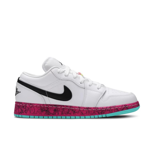 Air Jordan 1 Low Grades (GS) White/Black Laser Crimson-Volt